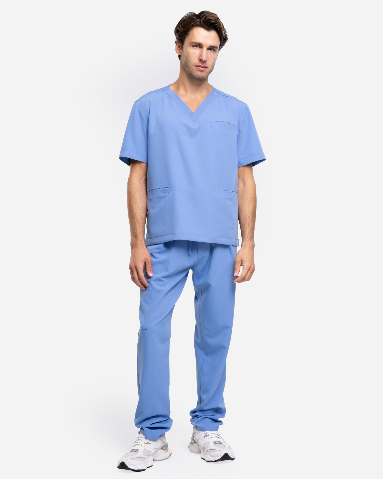 Bluzka Medyczna Męska V-Neck | Classic Fit - Blue Sky