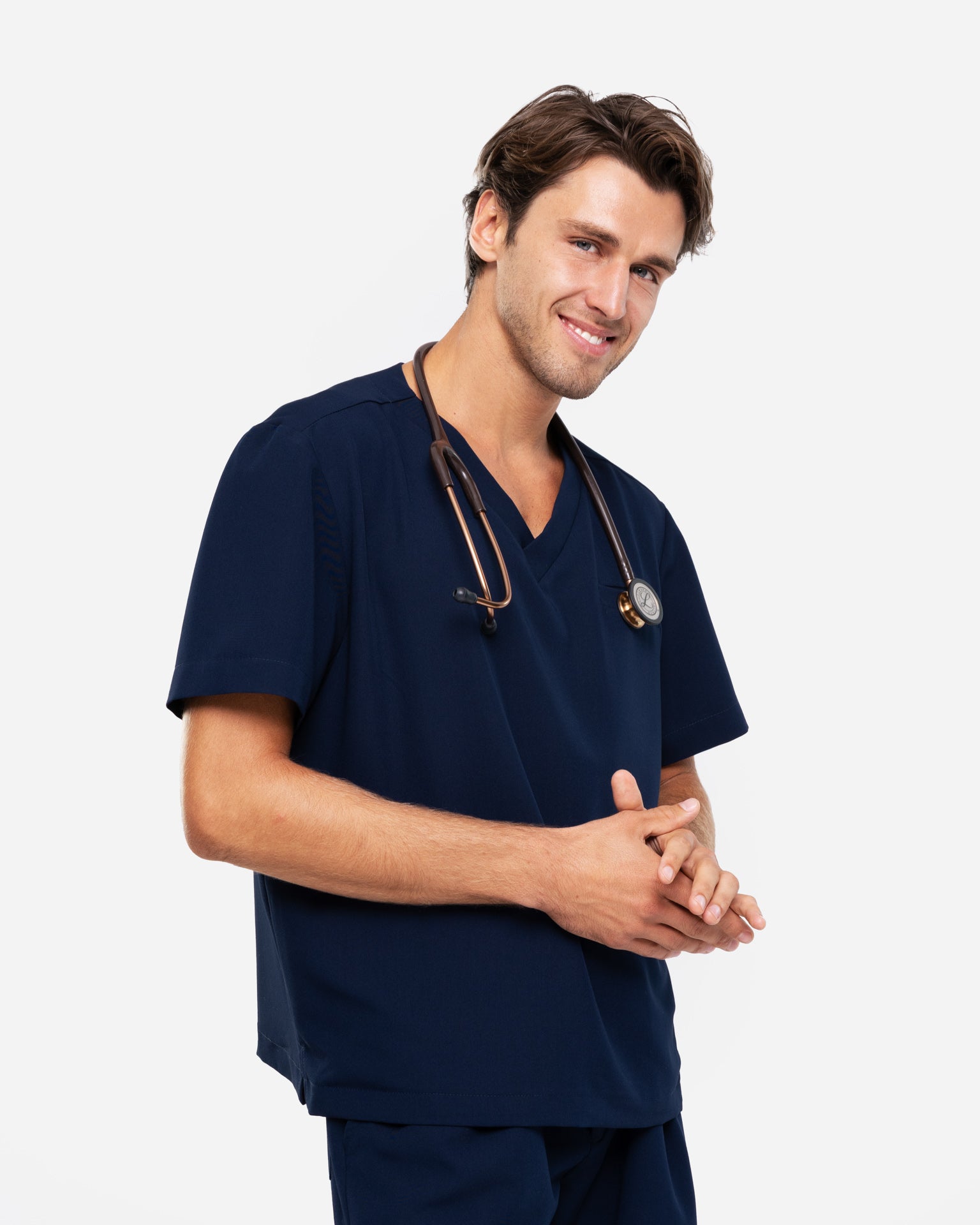 Bluzka Medyczna Męska V-Neck | Classic Fit - Royal Navy