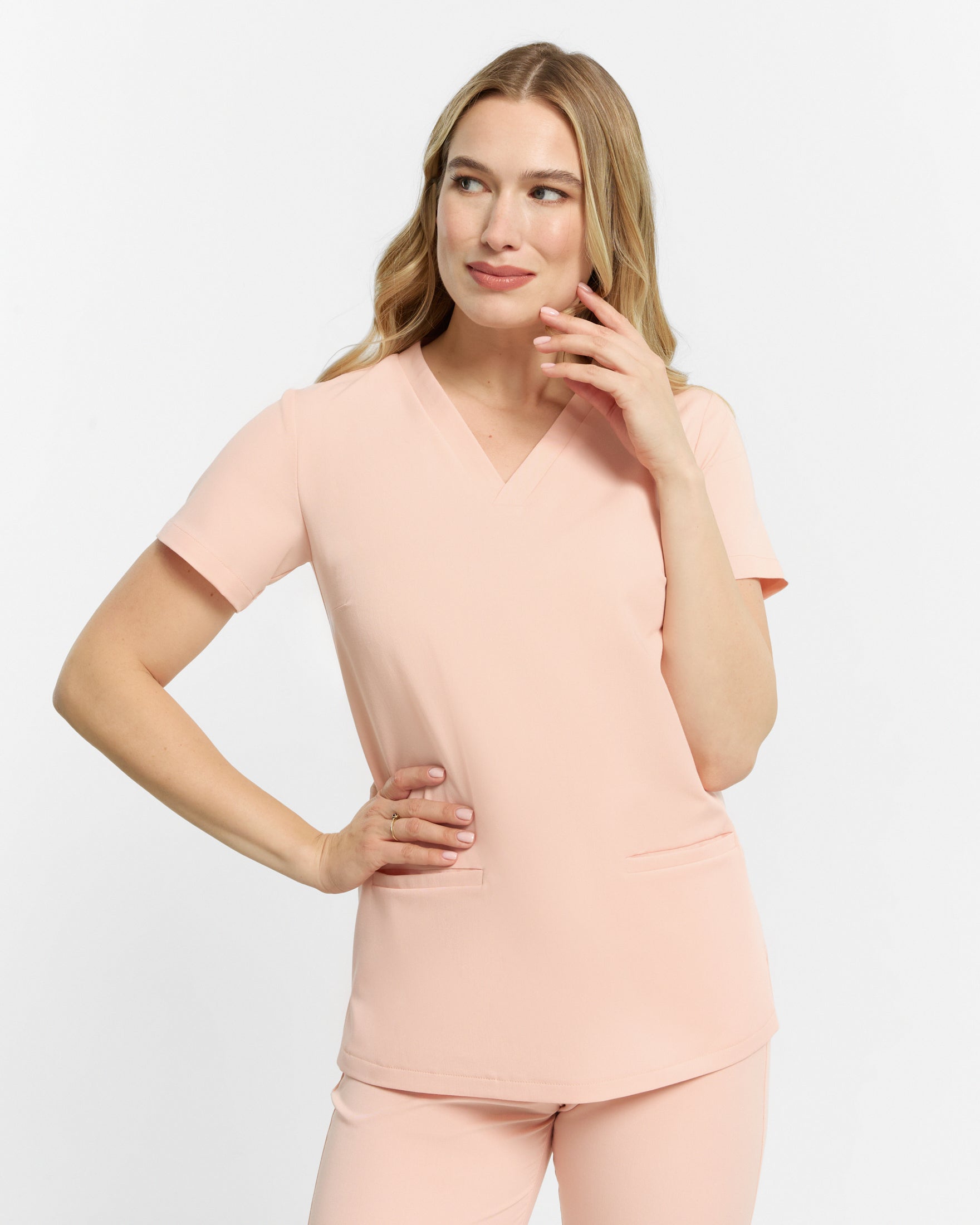Bluzka Medyczna Basic - Apricot Pink