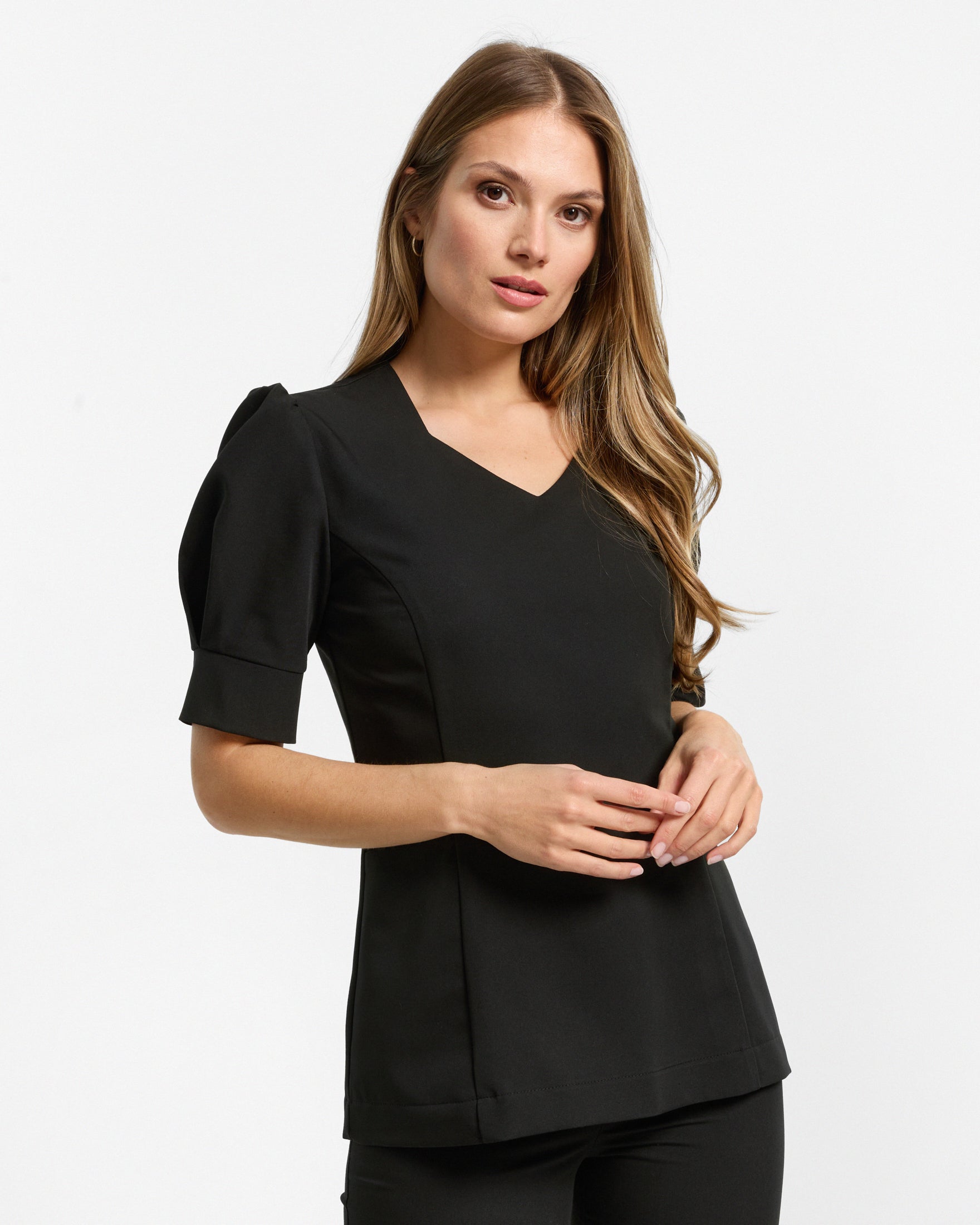 Charlotte Scrub Top - Piano Black