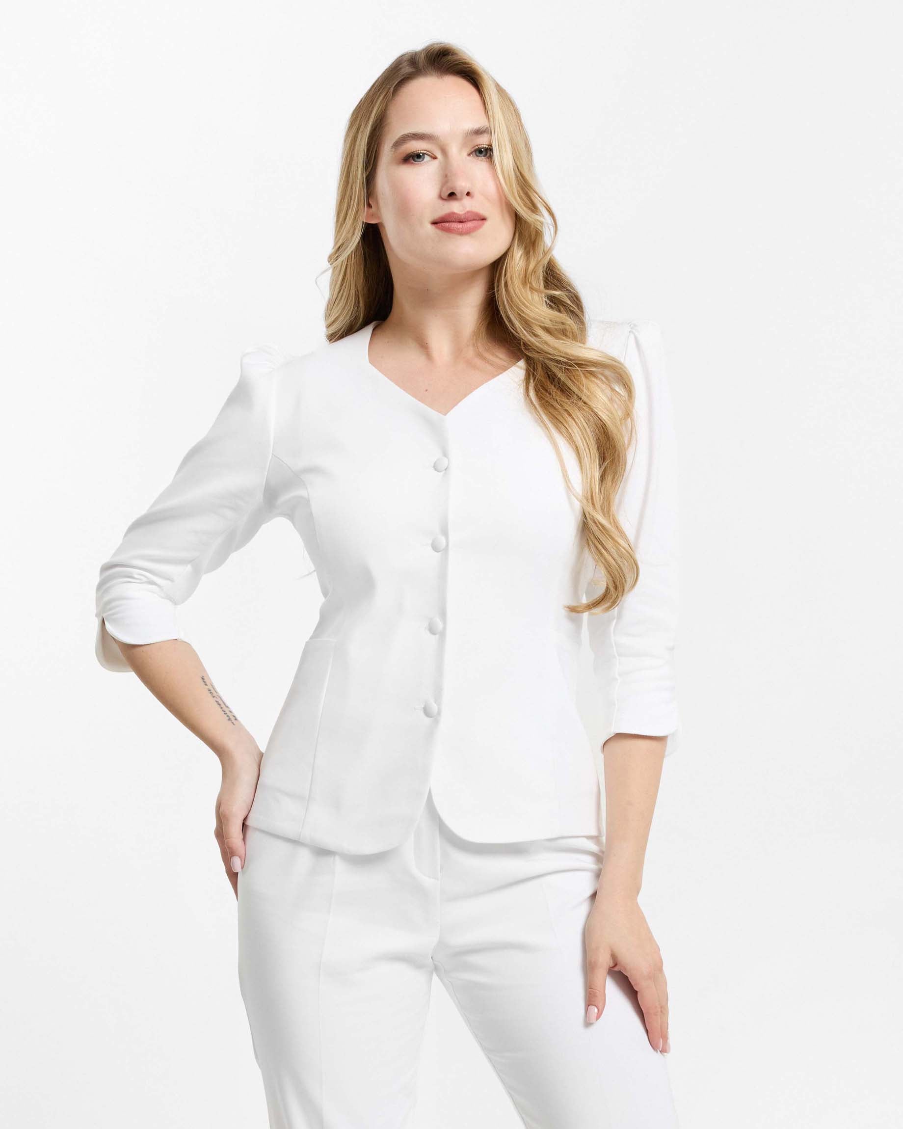 Medizinische Jacke Vivienne– Weiß