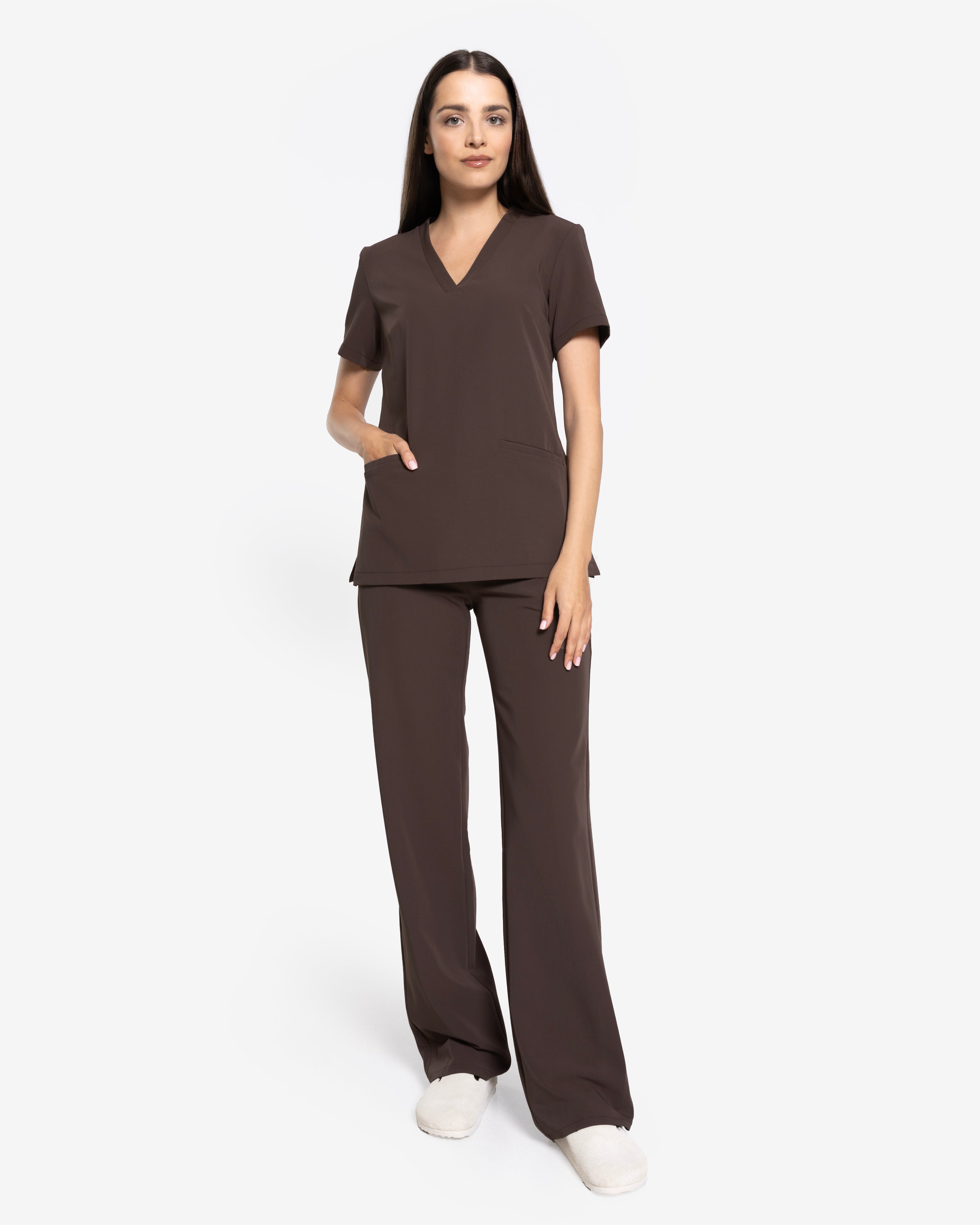 Bluzka Medyczna Basic - Choco