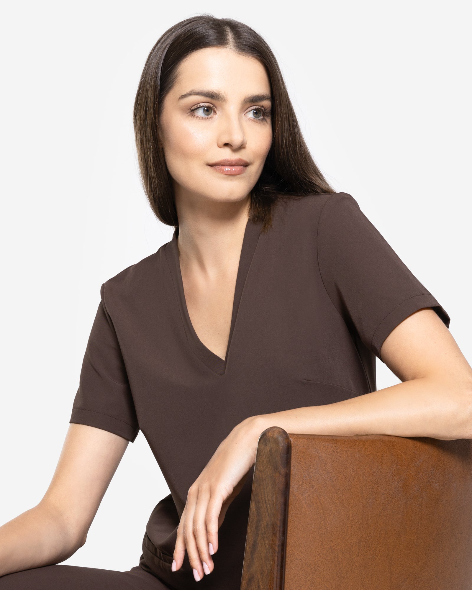 Bluzka Medyczna Basic - Choco