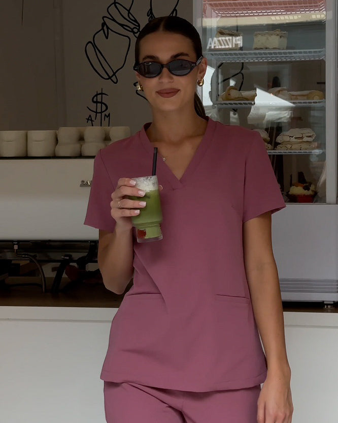 Bluzka Medyczna Basic - Dusty Rose