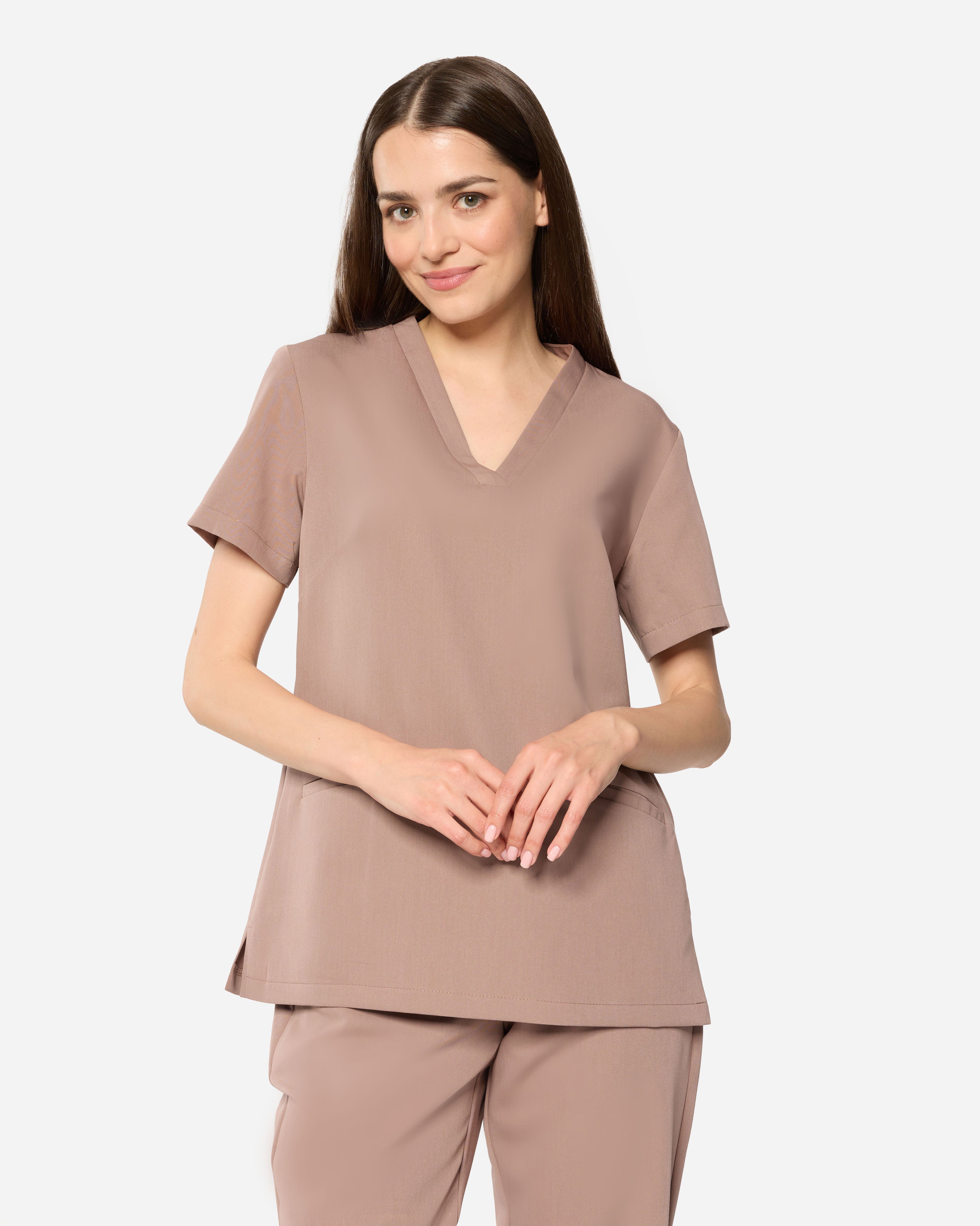 Bluzka Medyczna Basic - Velvet Cappuccino