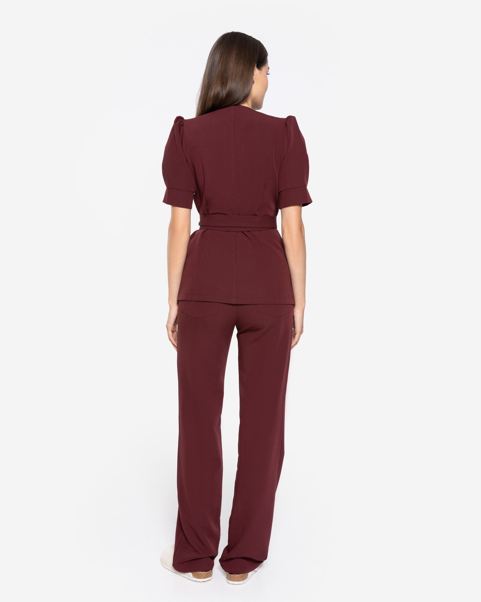 Tunika Medyczna Kopertowa - Burgundy