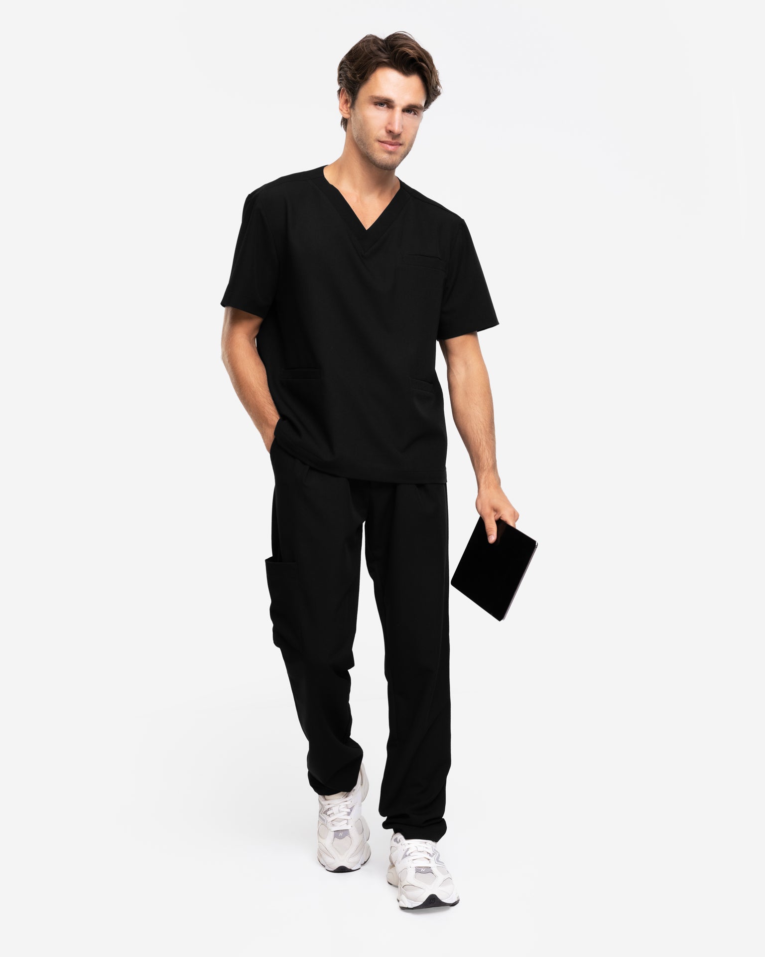 Bluzka Medyczna Męska V-Neck | Classic Fit - Black