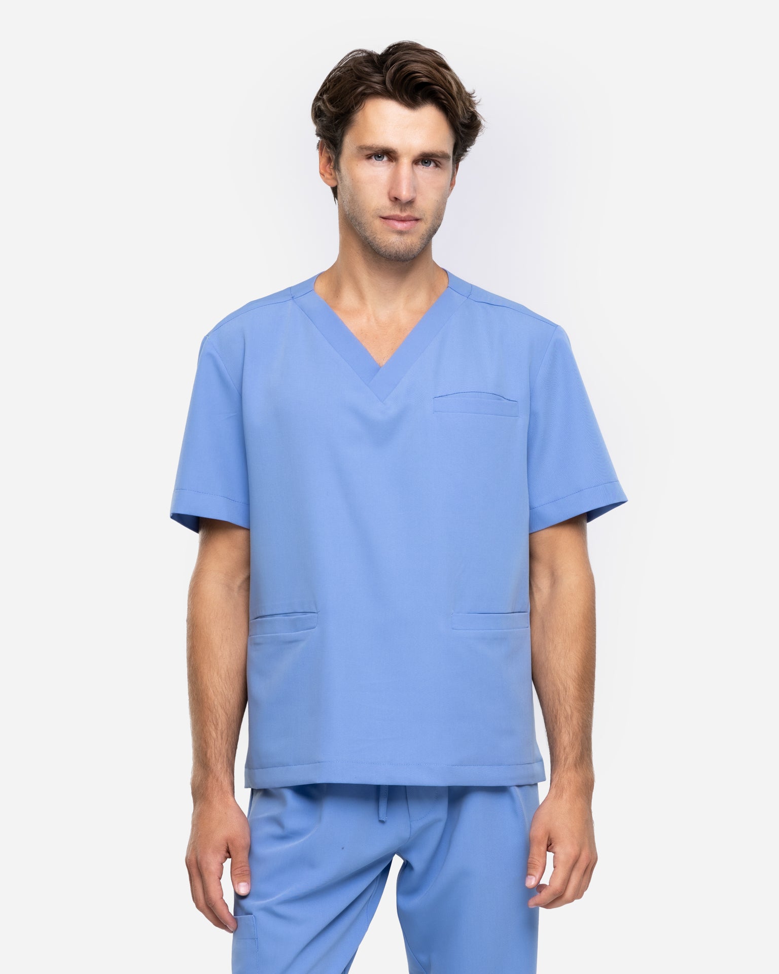 Bluzka Medyczna Męska V-Neck | Classic Fit - Blue Sky