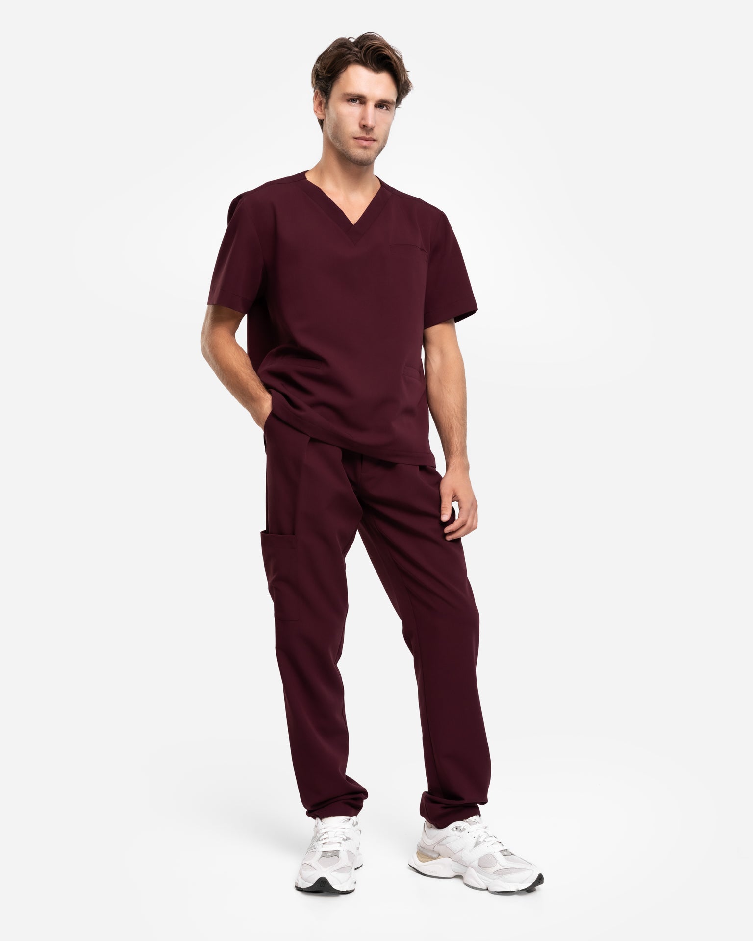 Męskie spodnie medyczne | Classic Fit  - Burgundy