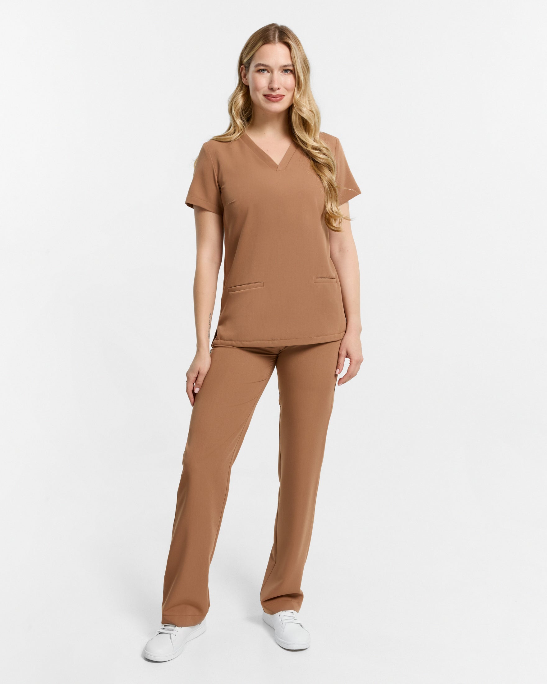 Bluzka Medyczna Basic - Carmel Creme