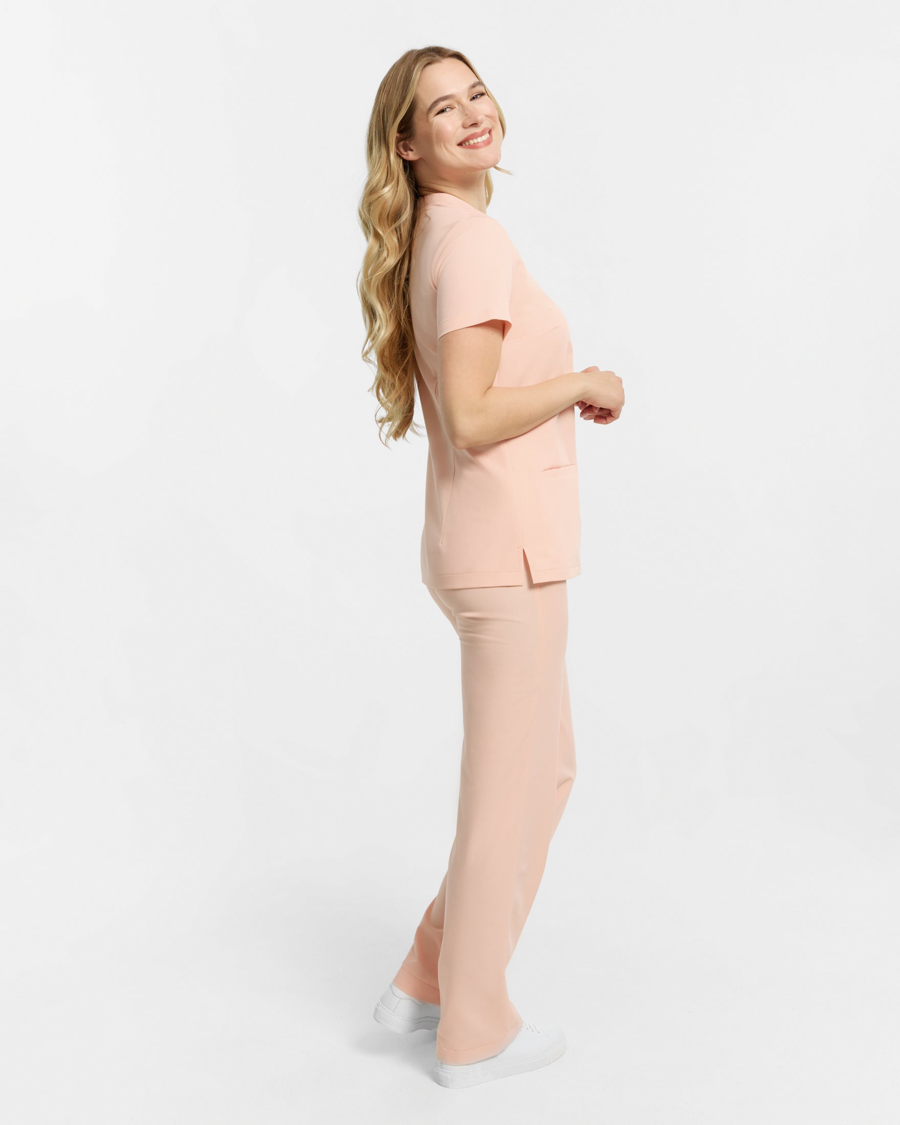 Bluzka Medyczna Basic - Apricot Pink