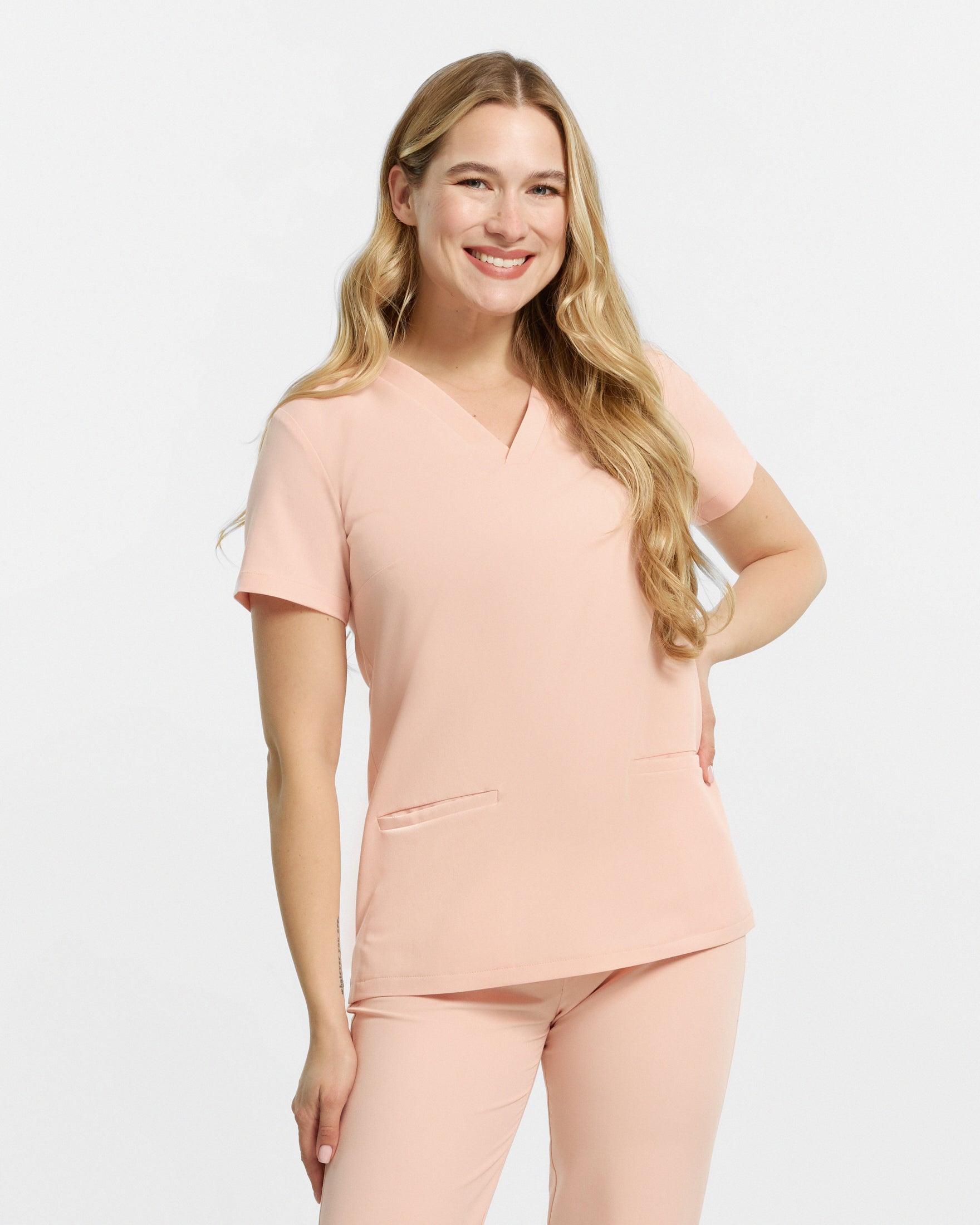 Bluzka Medyczna Basic - Apricot Pink