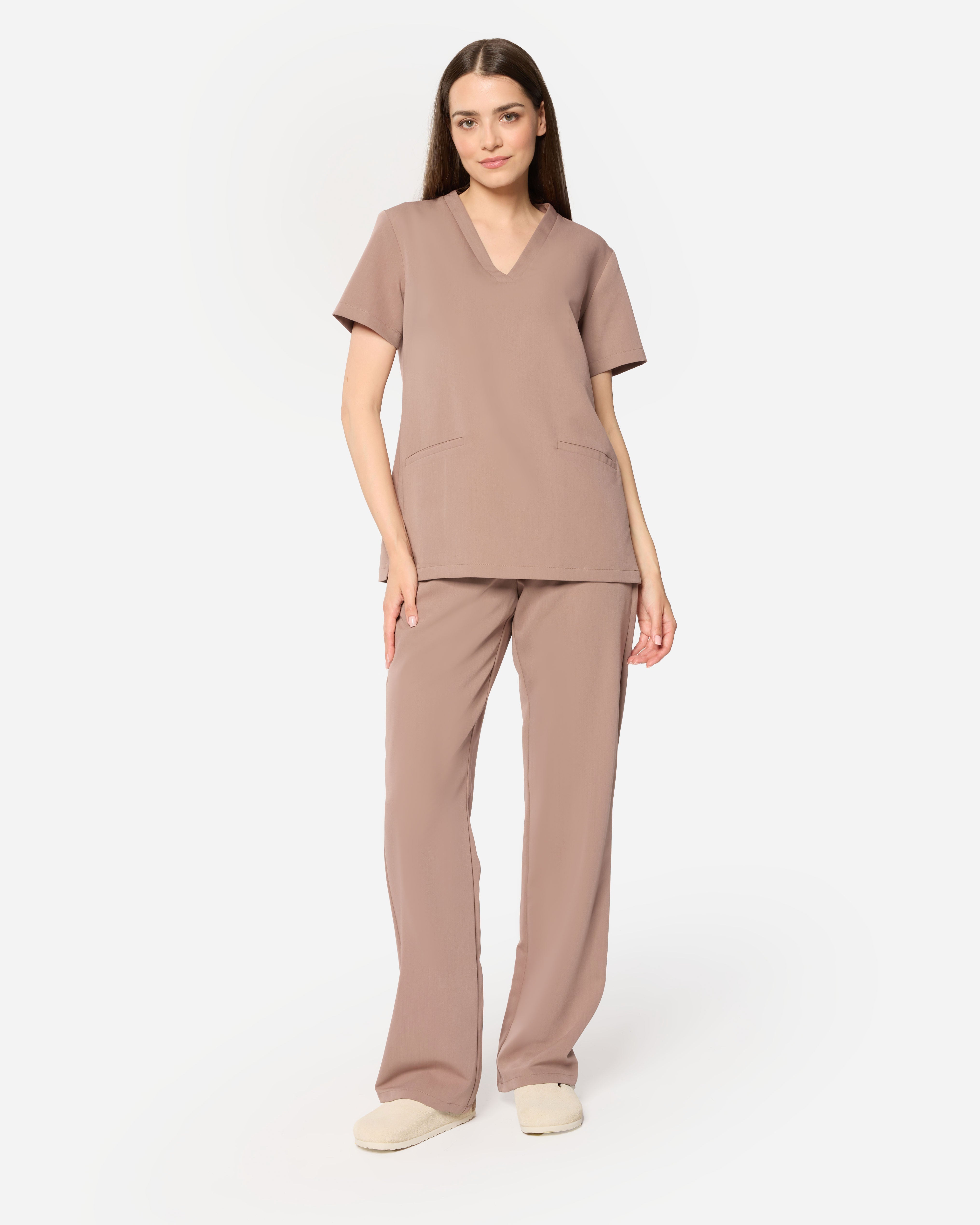 Bluzka Medyczna Basic -  Velvet Cappuccino