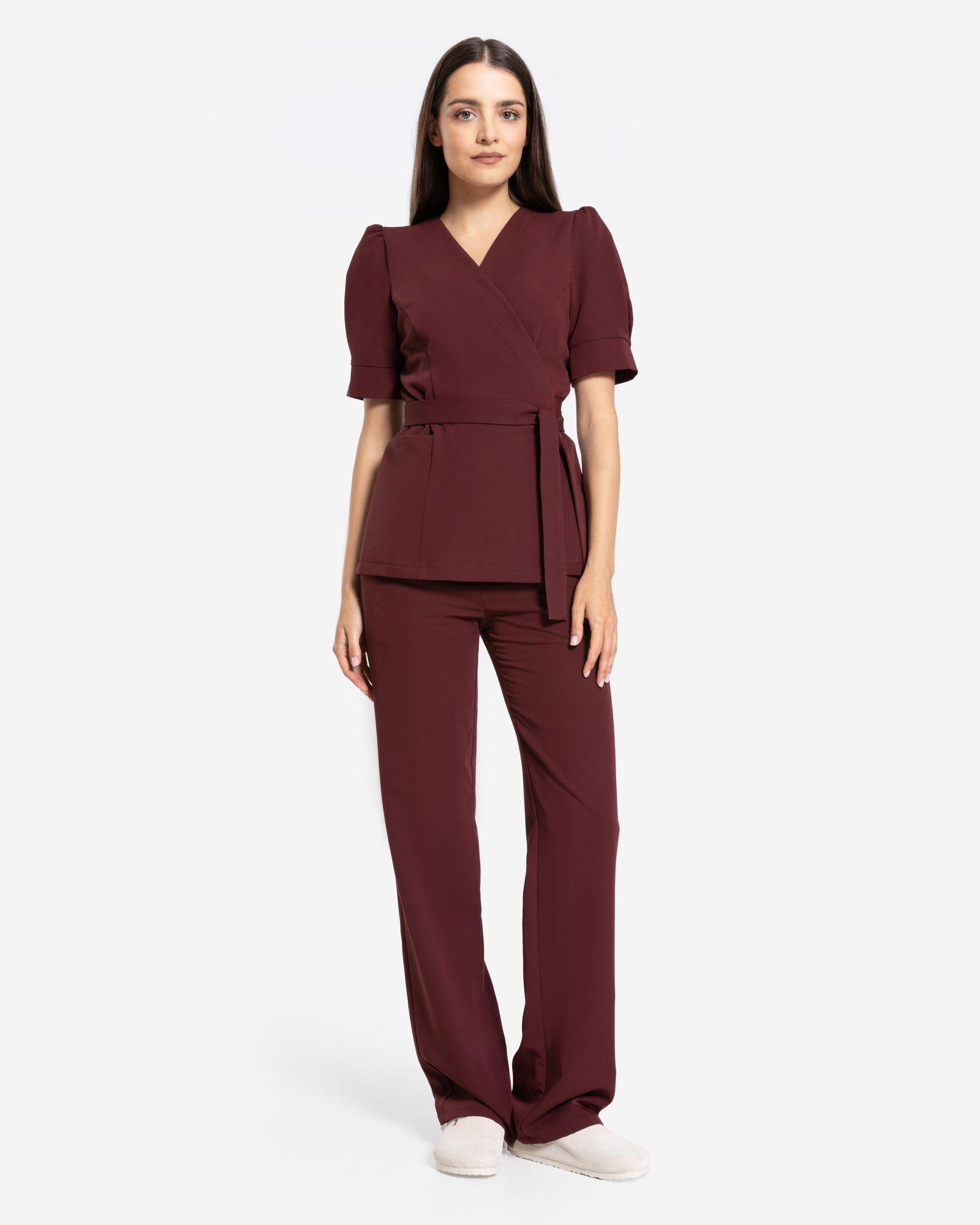 Tunika Medyczna Kopertowa - Burgundy
